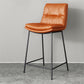 Scandinavian Metal Barstool Faux Leather Counter Stool With Iron 4 Legs