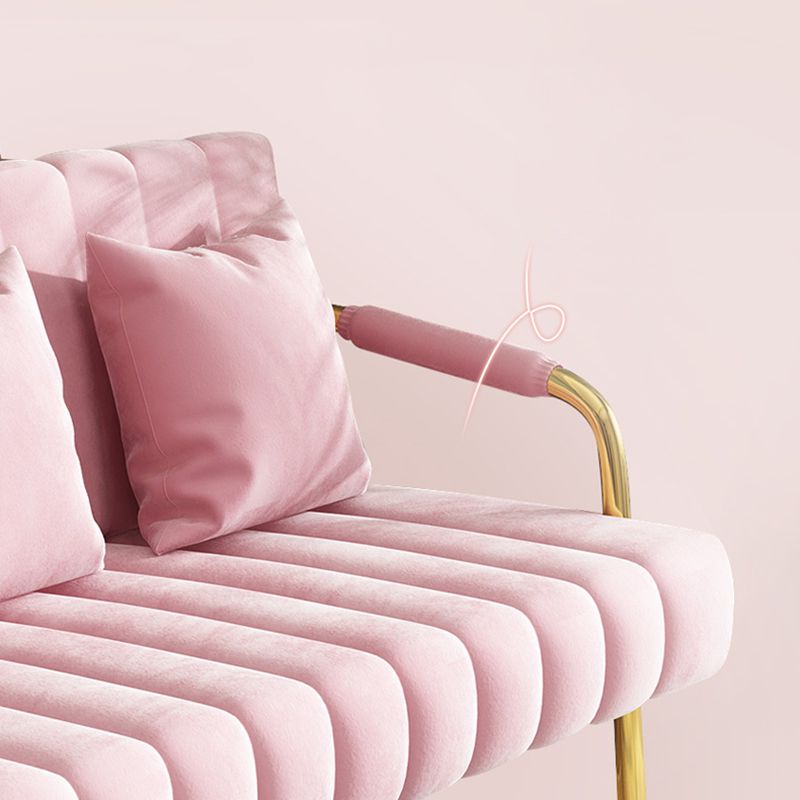 Glam Velvet 3-seater Sofa with Sewn Pillow Back and 4 Golden Legs Clearhalo 'furn' 'furn_sofas' 'Furniture' 'furniture_sofas' 'kitchen' 'kitchen_sofas' 'Living Room Furniture' 'Sofa' 'sofas' 1200x1200_0a671187-d97e-453f-b7c7-764bef034959