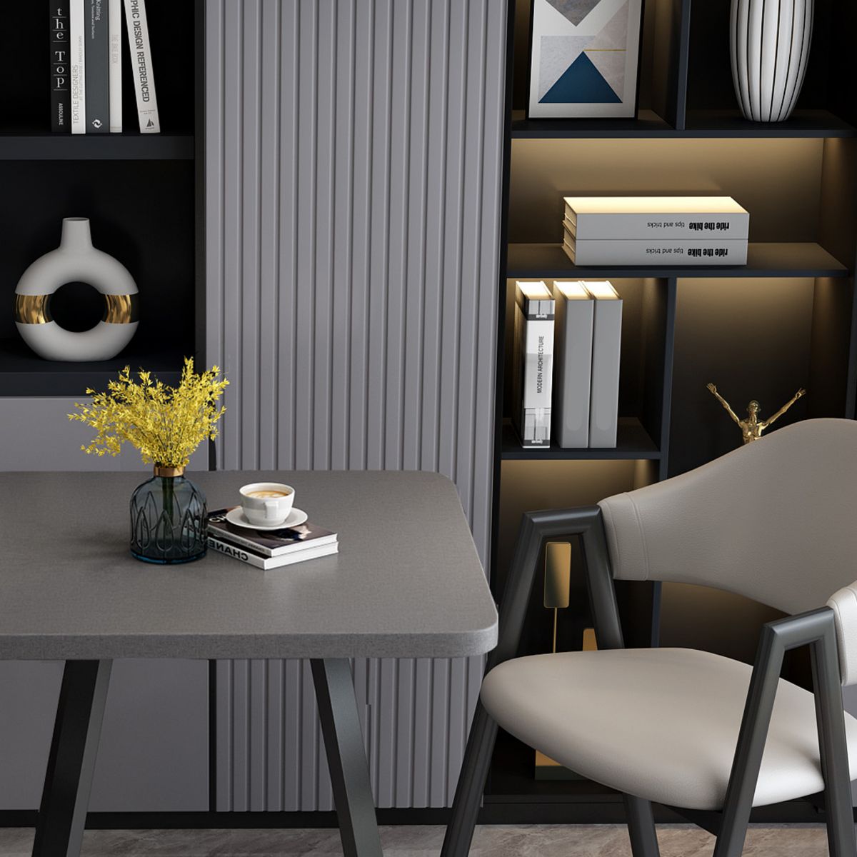 Mesa de comedor de madera moderna, mesa de comedor cuadrada con pedestal doble para el hogar