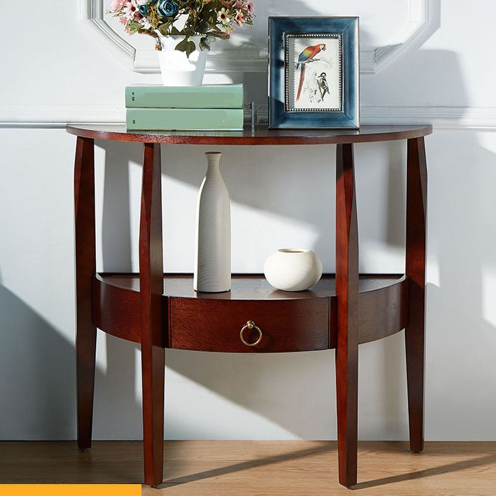 Tavolo da console a 4 gambe moderni di mezza luna moderna di mezza secolo in marrone