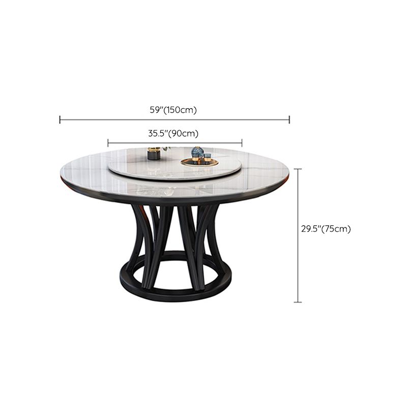 Solid Wood Pedestal Dining Table Round Faux Marble Dining Table Clearhalo 'Dining Tables & Seating' 'Dining Tables' 'dining_table' 'furn' 'furn_dining_table' 'Furniture' 'Kitchen & Dining Furniture' 1200x1200_0a69732d-25b5-4497-aa73-39a31009824f