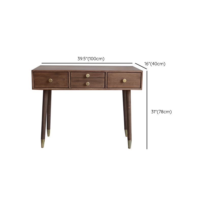 Solid Wood Brown Bedroom Lighted Mirror Vanity Dressing Table