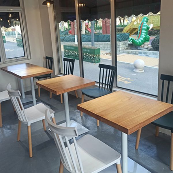 Metal Industrial Square Dining Table Pine Solid Wood Top Table with Pedestal Base Clearhalo 'Dining Tables & Seating' 'Dining Tables' 'dining_table' 'furn' 'furn_dining_table' 'Furniture' 'Kitchen & Dining Furniture' 1200x1200_0a69983d-ea44-4ea0-8d17-ee828b7d345b