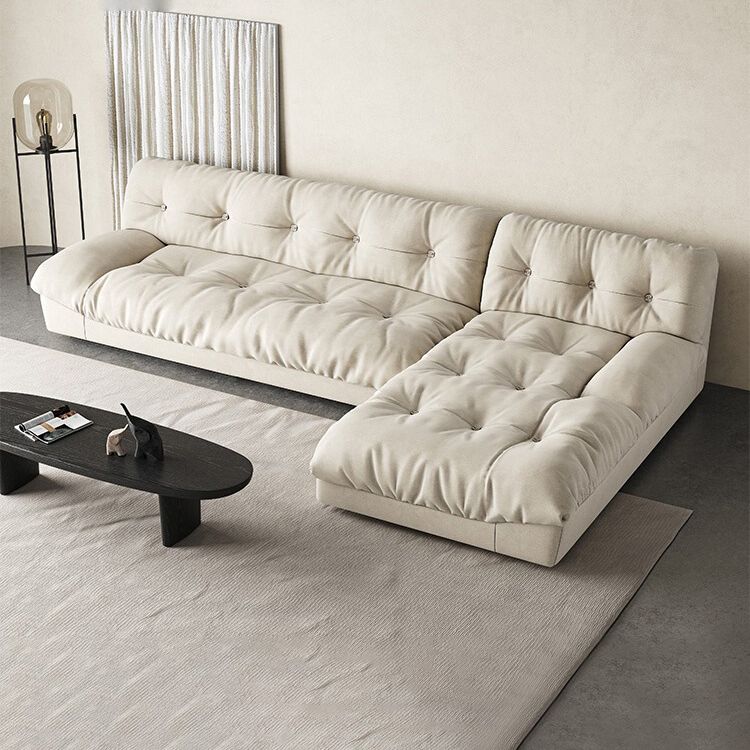 Modernes weißes Tuftedofa & Chaise 29.92 "H Velvet Armless Sofa