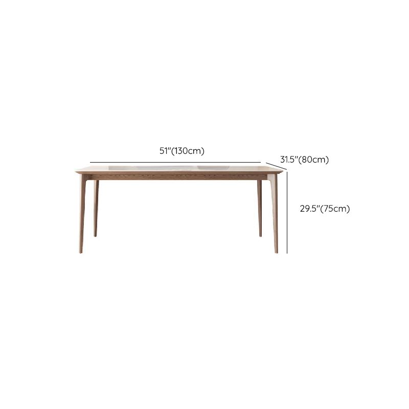 Mid-Century Dining Table for Home White Stone Table with Wooden Legs Clearhalo 'Dining Tables & Seating' 'Dining Tables' 'dining_table' 'furn' 'furn_dining_table' 'Furniture' 'Kitchen & Dining Furniture' 1200x1200_0a6b61a6-e98d-4cfc-ac29-c7c0a6562d8e