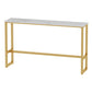 Glam Rectangle Faux Marble Pub Bar Table Gold Iron Bar Dining Table with Trestle Pedestal Clearhalo 'Bar Furniture' 'Bar Tables' 'bar_tables' 'furn' 'furn_bar_tables' 'Furniture' 'furniture_bar_tables' 'Kitchen & Dining Furniture' 'kitchen&dining_furn' 'kitchen' 1200x1200_0a6d38de-a28b-4af7-88ea-977a46419aa0