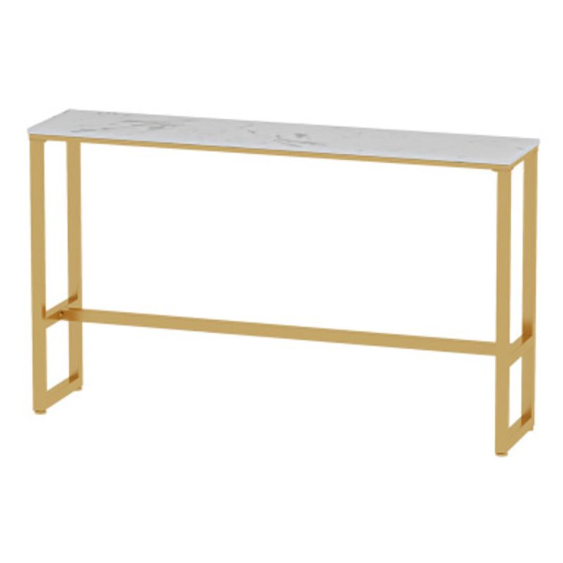 Glam Rectangle Faux Marble Pub Bar Table Gold Iron Bar Dining Table with Trestle Pedestal Clearhalo 'Bar Furniture' 'Bar Tables' 'bar_tables' 'furn' 'furn_bar_tables' 'Furniture' 'furniture_bar_tables' 'Kitchen & Dining Furniture' 'kitchen&dining_furn' 'kitchen' 1200x1200_0a6d38de-a28b-4af7-88ea-977a46419aa0
