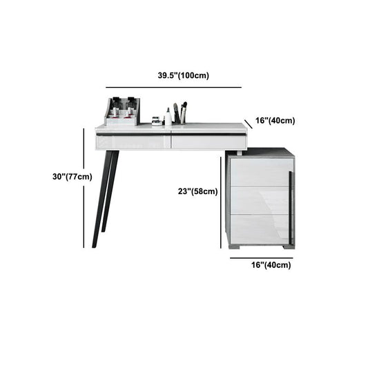 Zeitgenössischer Waschtisch mit gepolstertem Hockerentechnisch Holzkommode im glänzenden Finish