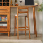 Contemporary Upholstered Armless Bar Stool with Solid Wood Base
