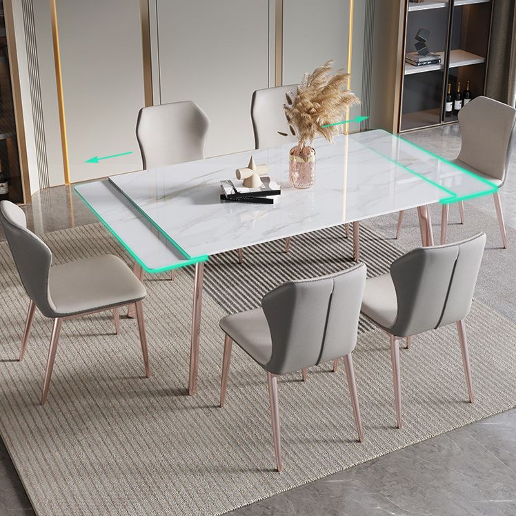 Modern 1/4/5/7 Pieces Rectangle Dinette Set with Sintered Stone Scalable Dining Table Set Clearhalo 'Dining Room Sets' 'Dining Tables & Seating' 'dining_room_set' 'furn' 'furn_dining_room_set' 'Furniture' 'furniture_dining_room_set' 'Kitchen & Dining Furniture' 1200x1200_0a7120d5-3997-4970-83a7-14a54ec190b7
