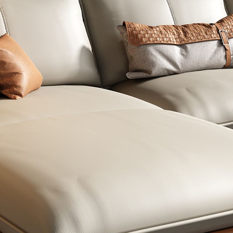 Leather Sponge Padded Seat with Pillow Back Sectional White/orange/green/grey Sofa