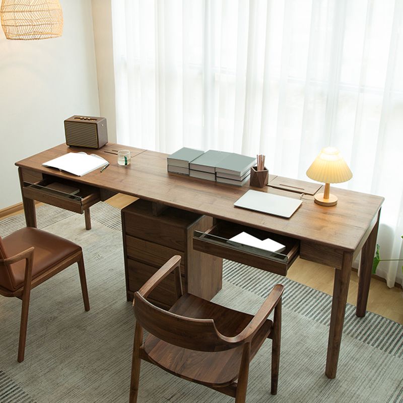 Table de bureau en bois massif moderne Home Writing Desk avec 5 tiroirs