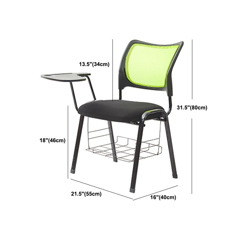 Silla de escritorio de malla baja sin ruedas silla de conferencia de armas fijas