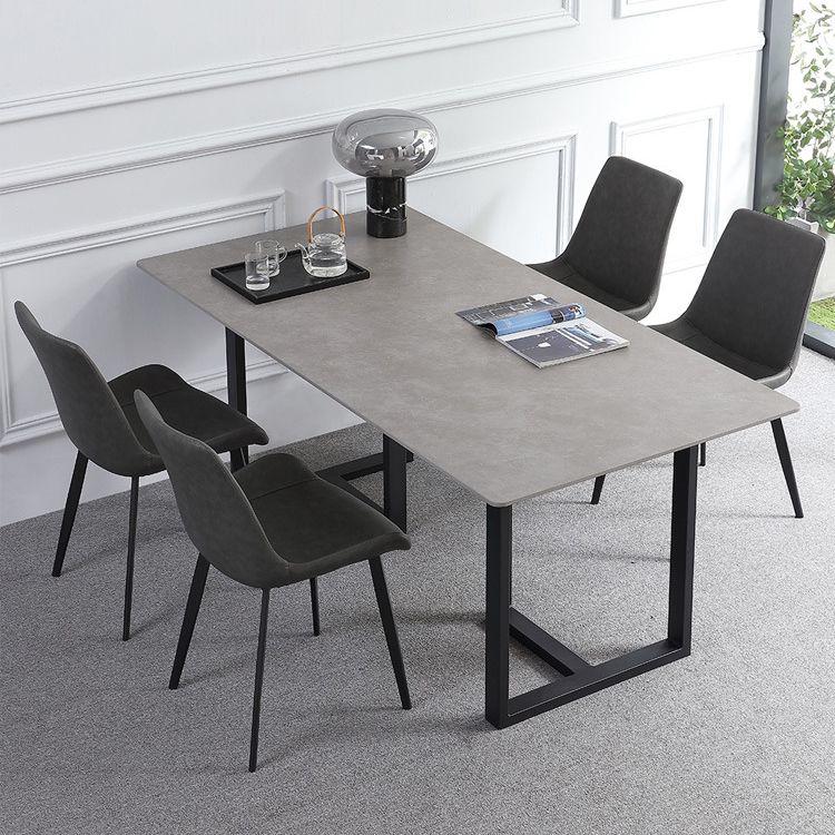 Industrial Dining Table Sintered Stone Table with Black Double Pedestal for Dining Room Clearhalo ' dining_table' 'Dining Tables & Seating' 'Dining Tables' 'furn' 'furn_dining_table' 'Furniture' 'furniture_dining_table' 'Kitchen & Dining Furniture' 'kitchen&dining_furn' 'kitchen' 'kitchen_dining_table' 1200x1200_0a756215-073b-4392-bbe4-db5229f05665