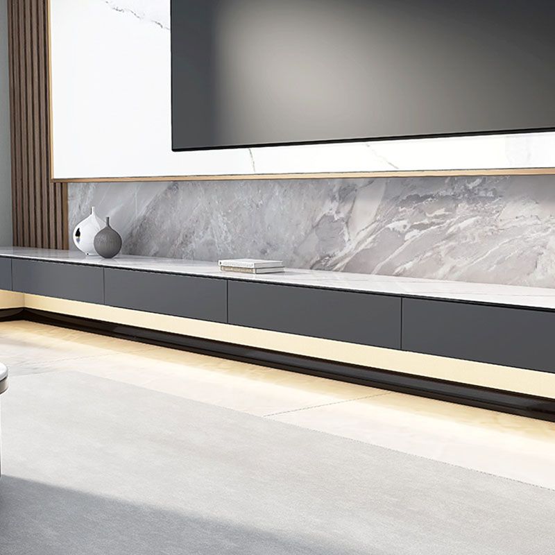 11.81 "W TV Stand Contemporáne de estilo gris de estilo de pared con 3 cajones