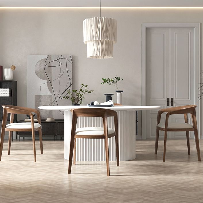 Solid Wood Base Contemporary Oval Dining Table White Top Table with Pedestal Base Clearhalo ' dining_table' 'Dining Tables & Seating' 'Dining Tables' 'furn' 'furn_dining_table' 'Furniture' 'furniture_dining_table' 'Kitchen & Dining Furniture' 'kitchen&dining_furn' 'kitchen' 'kitchen_dining_table' 1200x1200_0a7665be-ab19-490d-a60d-e992a3b75692