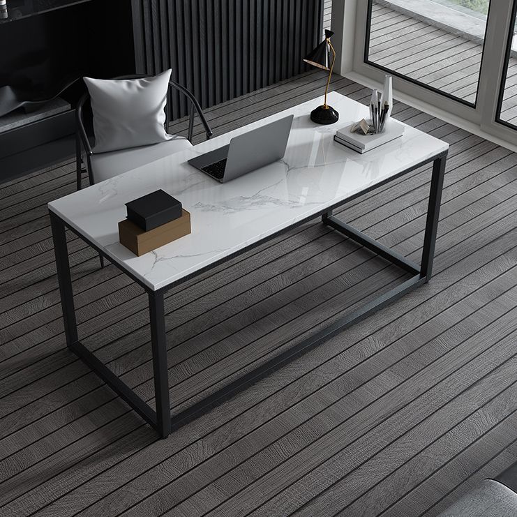 Glam Stone Office Desk 29.53-inch Tall Rectangular Writing Desk Clearhalo 'furn' 'furn_office_desk' 'Furniture' 'Office Desks' 'Office Furniture' 'office_desk' 1200x1200_0a76e84f-7b14-4540-82b8-8bad2c68febf