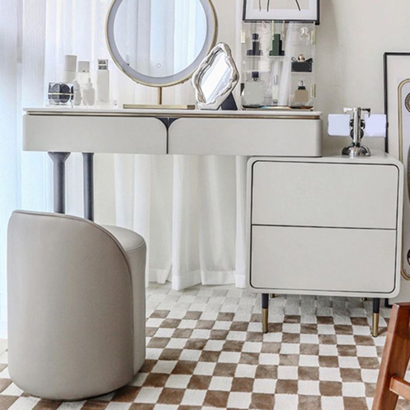 Weißer Waschtisch-Make-up-Eitelkeit Stone Top Spintenstühle Set