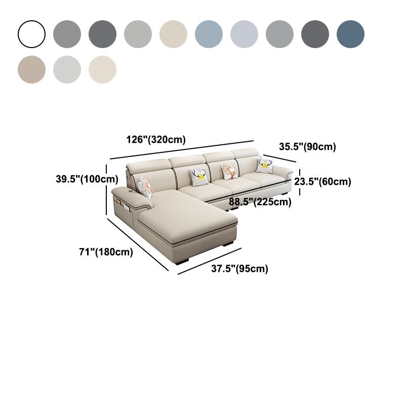 Scandinavian 4-Seater Sectional with Pillow Top Arm and Storage Clearhalo 'furn' 'furn_sectionals' 'Furniture' 'furniture_sectionals' 'Living Room Furniture' 'Sectionals' 1200x1200_0a796cee-2c8a-4d13-98ee-036aa9c7a91c