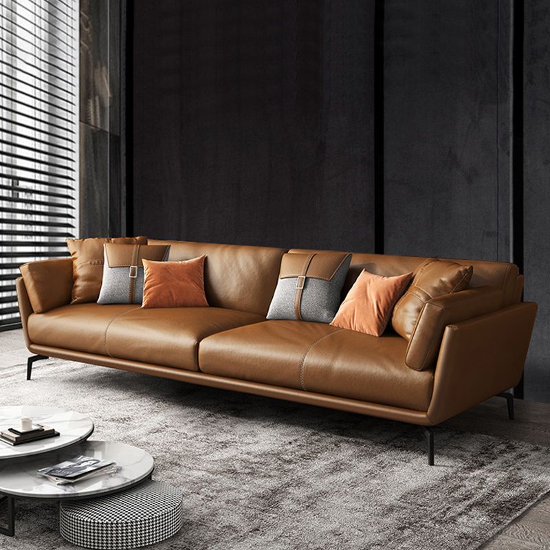 32" High Contemporary Square Arm Standard Sofa with Loose Back for Living Room, Brown Clearhalo 'furn' 'furn_sofas' 'Furniture' 'furniture_sofas' 'Living Room Furniture' 'Sofa' 'sofas' 1200x1200_0a79a09d-383b-48f1-bad2-2d2ee3dcf8c4
