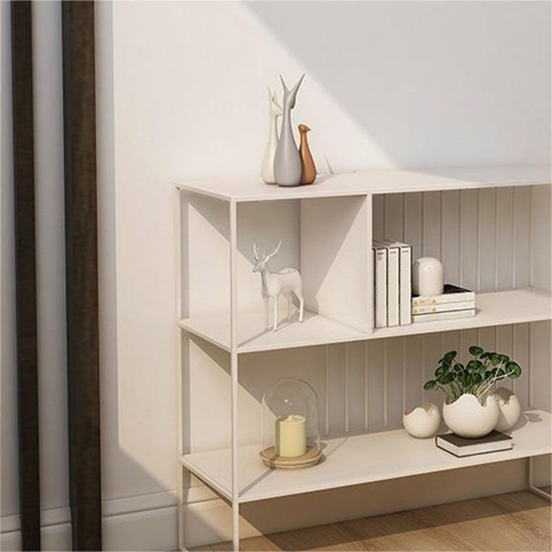 Tavolo da divano di divano con console di stoccaggio aperto moderno con scaffali per ripiani per la sala