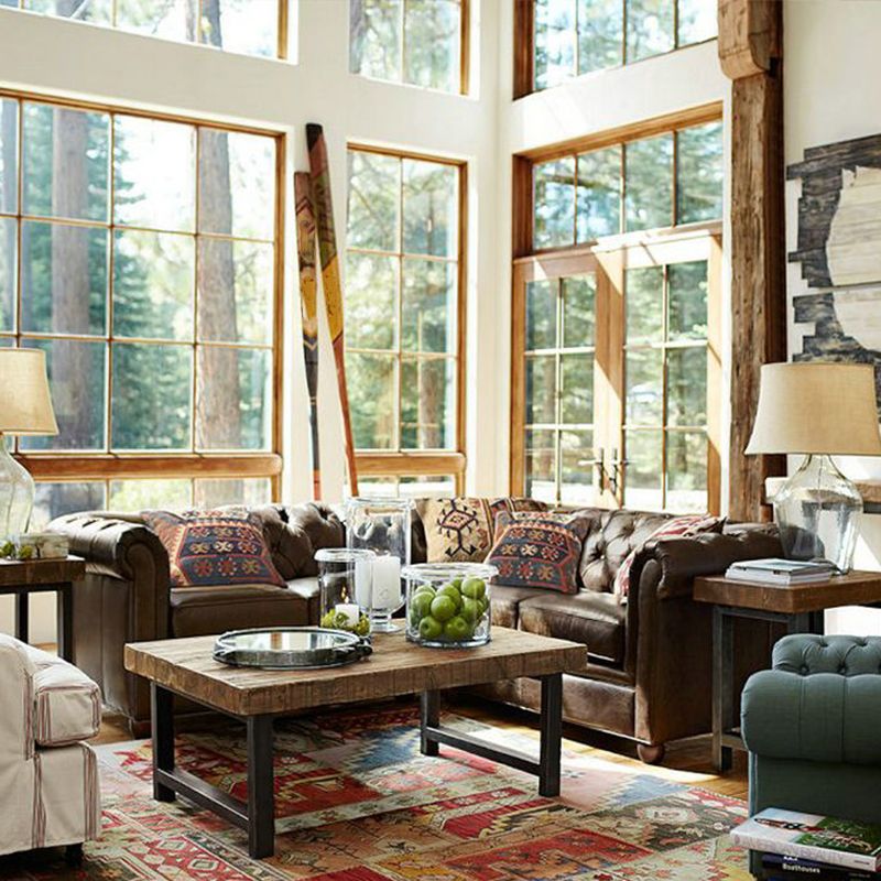 Farmhouse Wood 4 Legs Coffee Table Rectangle Table in Brown Finish Clearhalo 'Coffee & Accent Tables' 'Coffee Tables' 'coffee_tables' 'furn' 'furn_coffee_tables' 'Furniture' 'furniture_coffee_tables' 'Living Room Furniture' 1200x1200_0a7b7075-12ff-494b-bcb9-f5d31fc34dc5