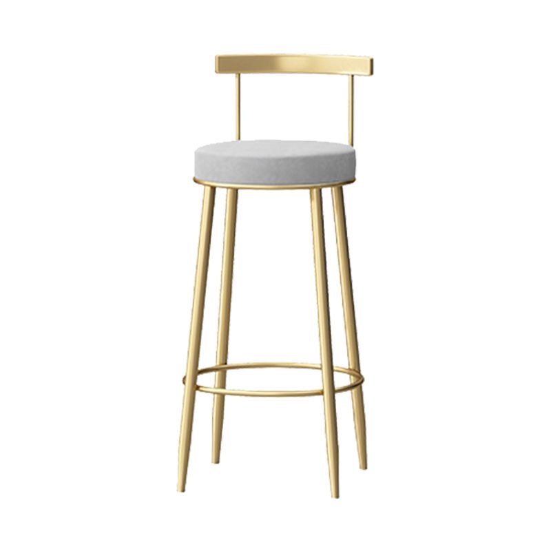 Glam Style Backrest Counter Stool Iron Cafe Bar Stool with Velvet Cushion and Pedal Clearhalo 'Bar Furniture' 'Bar Stools' 'bar_stools' 'furn' 'furn_bar_stools' 'Furniture' 'furniture_bar_stools' 'Kitchen & Dining Furniture' 1200x1200_0a7babd3-05dd-4006-91f4-1eedf981b0df