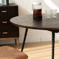 Round Solid Wood Dining Table Brown 4 Legs Dining Table with Metal Base