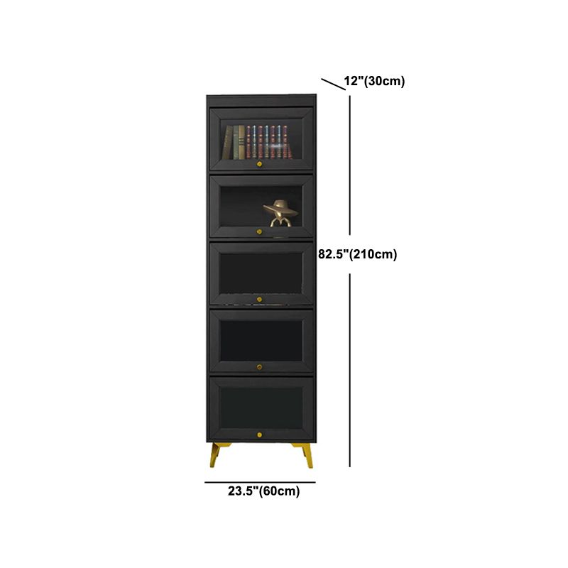 Modern 11.81" W Wooden Side Cabinet with Glass Doors in Black Clearhalo 'Cabinets & Chests' 'cabinets_chests' 'furn' 'furn_cabinets_chests' 'Furniture' 'Living Room Furniture' 1200x1200_0a7c76ea-f4c3-44a1-b91e-f1bdbf67b427