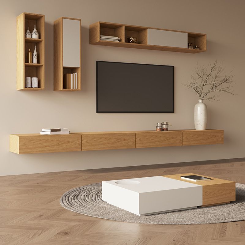 Wall-mounted TV Media Console Wooden TV Stand Console with Drawers Clearhalo 'furn' 'furn_tv_stands_entertainment_centers' 'Furniture' 'Living Room Furniture' 'TV Stands & Entertainment Centers' 'TV Stands & Media Storage Furniture' 'tv_stands_entertainment_centers' 1200x1200_0a7cecea-f2c1-48a1-aa93-47090437bfd6