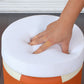 Modern Pouf Ottoman Genuine Leather Upholstered Tufted Cylinder Shape Ottoman