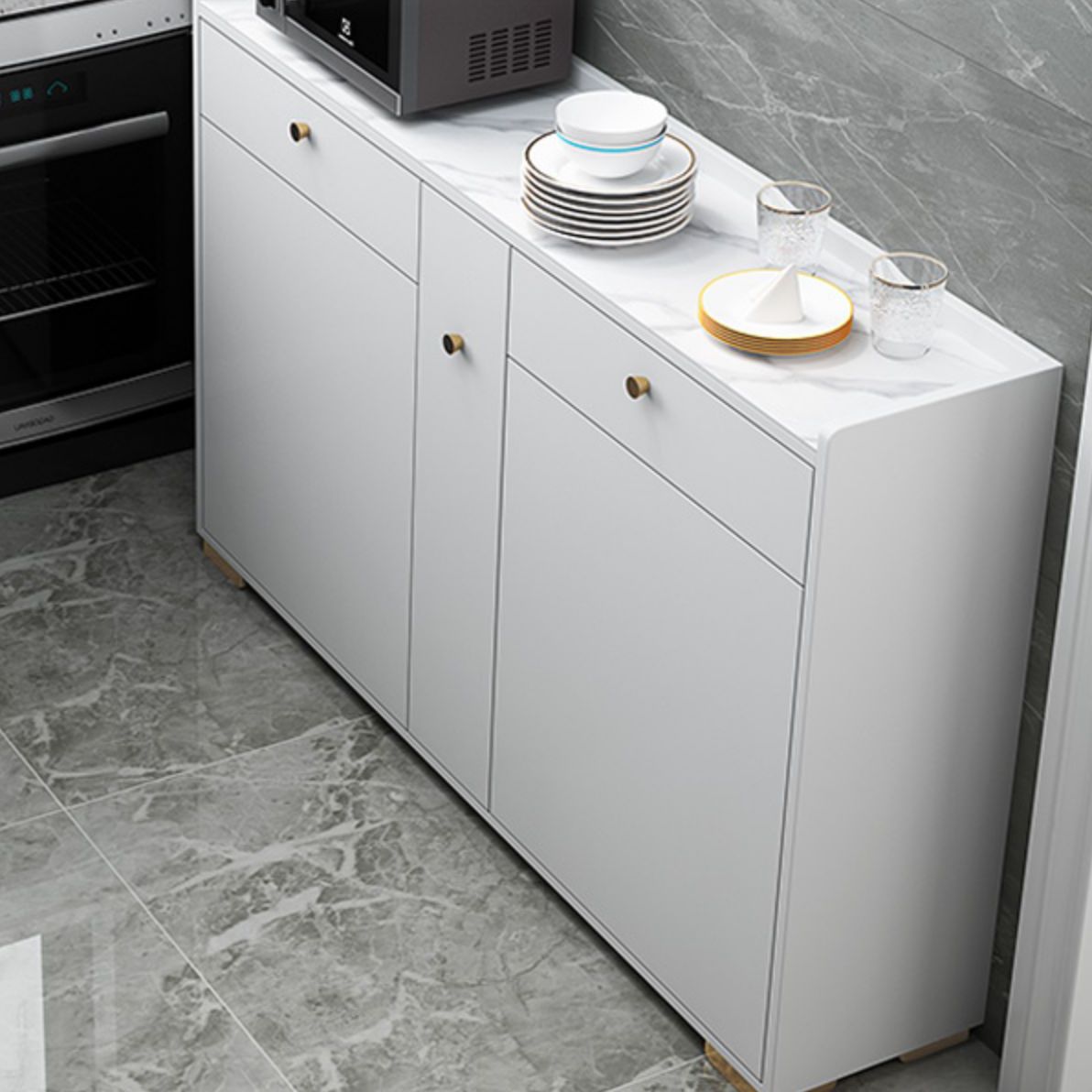 Soggiorno moderno server del server buffet e server per pranzo in legno con cassetti e archiviazione