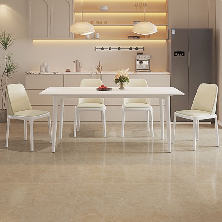 Modern Rectangular Dining Table White Stone Tabletop with Wood Legs Clearhalo 'Dining Tables & Seating' 'Dining Tables' 'dining_table' 'furn' 'furn_dining_table' 'Furniture' 'Kitchen & Dining Furniture' 1200x1200_0a7e9cb7-53cd-4422-92ba-c52fea68b463