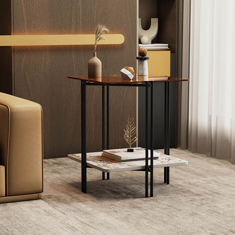 Tabla de esquina cuadrada moderna 4 Pats Table lateral con almacenamiento