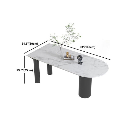 Mesa de comedor de piedra sinterizada mesa blanca moderna con marco negro para cocina