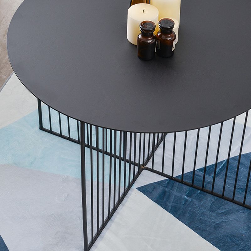 Mid-century Modern Iron Round Top Coffee Table Cross Legs Cocktail Table Clearhalo 'Coffee & Accent Tables' 'Coffee Tables' 'coffee_tables' 'furn' 'furn_coffee_tables' 'Furniture' 'Living Room Furniture' 1200x1200_0a81238e-a5ed-4533-b141-e569bf76e407