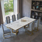 Traditional Luxury Dining Table Rectangle Double Pedestal Table with Gold Frame Clearhalo ' dining_table' 'Dining Tables & Seating' 'Dining Tables' 'furn' 'furn_dining_table' 'Furniture' 'furniture_dining_table' 'Kitchen & Dining Furniture' 'kitchen&dining_furn' 'kitchen' 'kitchen_dining_table' 1200x1200_0a817c3a-9c0b-4a36-bfe9-900628d21f22