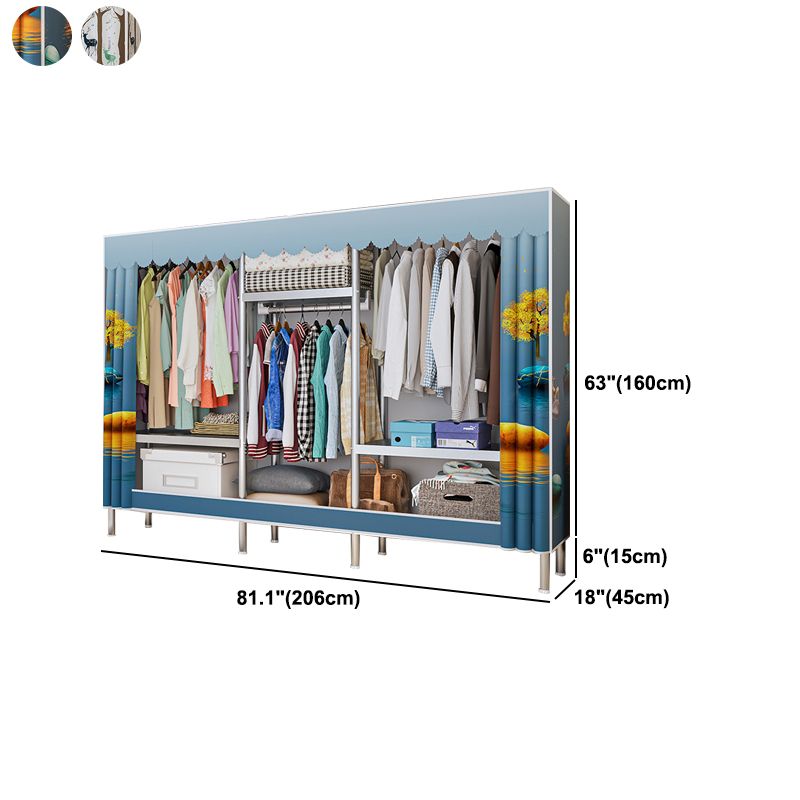 Contemporary Bedroom Wardrobe Metal Wardrobe Closet with Shelves Clearhalo 'Armoires & Wardrobes' 'armoires_wardrobes' 'Bedroom Furniture' 'furn' 'furn_armoires_wardrobes' 'Furniture' 1200x1200_0a82319d-0c9a-4da1-be46-bdfa19e6dfac