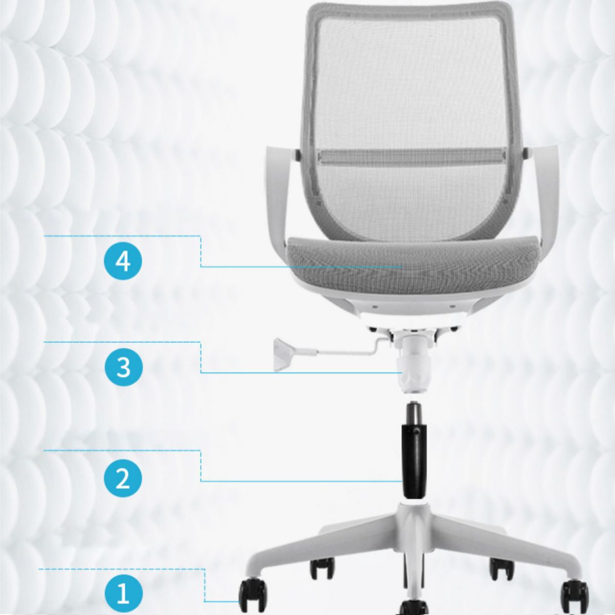 Silla de escritorio de brazos fijos modernos altura de asiento ajustable silla giratoria con ruedas