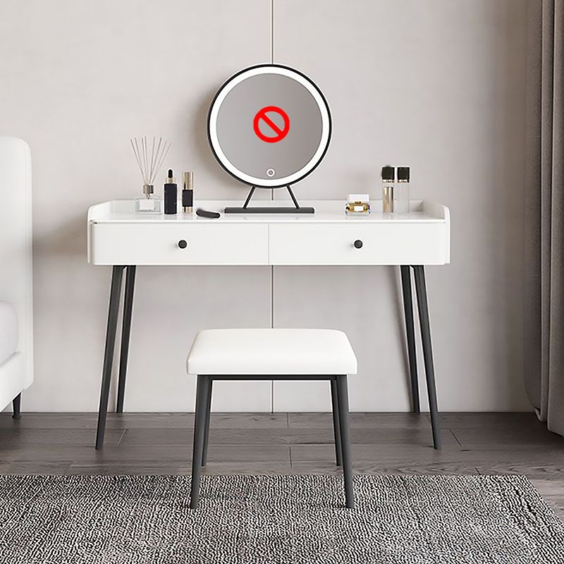 Set di sgabelli moderni per trucco per vanità in pietra bianca - 31,5 "/39.37" /47.24 "w