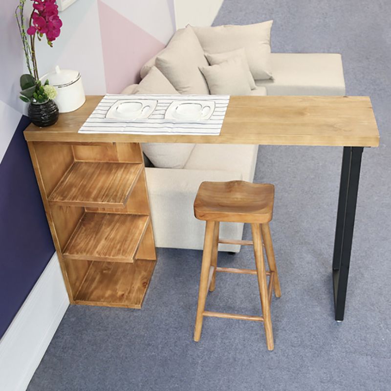 Modern Bar Wine Table with Storage Indoor Rectangle Counter Height Table in Natural Clearhalo 'Bar Furniture' 'Bar Tables' 'bar_tables' 'furn' 'furn_bar_tables' 'Furniture' 'furniture_bar_tables' 'Kitchen & Dining Furniture' 1200x1200_0a8708f6-d87b-4e44-8973-b6a9eb689a74