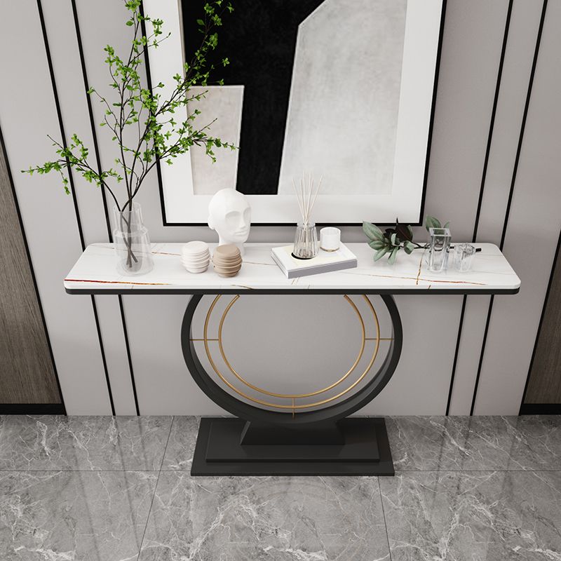 Modern Rectangle Console Accent Table Antique Finish Console Sofa Table in Stone Clearhalo 'Console Tables' 'console_tables' 'Entry & Mudroom Furniture' 'furn' 'furn_console_tables' 'Furniture' 1200x1200_0a8769b1-4d9e-4262-861a-f04b0c01b5f6