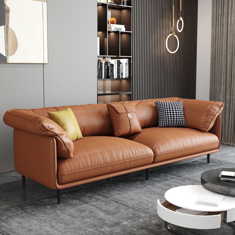 Faux Leather 72"High Wooden Tuxedo Arm Sewn Pillow Back Sofa, Living Room Clearhalo 'furn' 'furn_sofas' 'Furniture' 'furniture_sofas' 'kitchen' 'kitchen_sofas' 'Living Room Furniture' 'Sofa' 'sofas' 1200x1200_0a8881e7-4607-47f0-9c8d-729472ac6f37