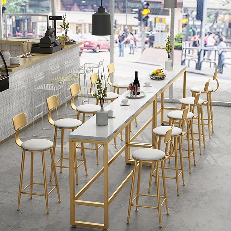 Glam Faux Marble Bar Counter Table Rectangle Bar Counter Table with Metal Legs for Home Clearhalo 'Bar Furniture' 'Bar Tables' 'bar_tables' 'furn' 'furn_bar_tables' 'Furniture' 'Kitchen & Dining Furniture' 1200x1200_0a89d393-9e48-4663-8695-84ef009ea89c