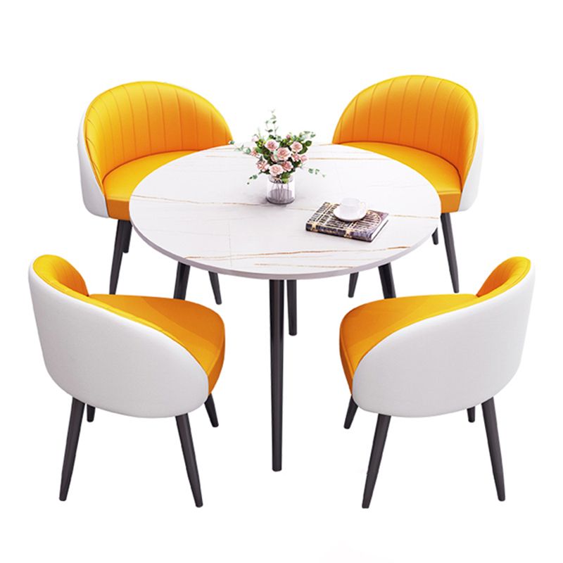 Round Shape 4 Legs Modern Dining Table White Fixed Table of Sintered Stone Clearhalo ' dining_table' 'Dining Tables & Seating' 'Dining Tables' 'furn' 'furn_dining_table' 'Furniture' 'furniture_dining_table' 'Kitchen & Dining Furniture' 'kitchen&dining_furn' 'kitchen' 'kitchen_dining_table' 1200x1200_0a8b07e3-a19f-4570-8a7d-ee701c43c71d