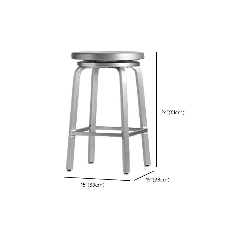 Contemporary Metal Backless Counter Stool in Silver for Home Use
