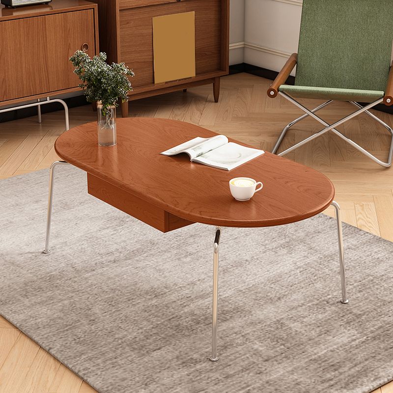 4 Legs Coffee Table Contemporary Oval Solid Wood Coffee Cocktail Table Clearhalo 'Coffee & Accent Tables' 'Coffee Tables' 'coffee_tables' 'furn' 'furn_coffee_tables' 'Furniture' 'Living Room Furniture' 1200x1200_0a8ced8e-3f7c-44f1-9eb8-5e720c061ea7