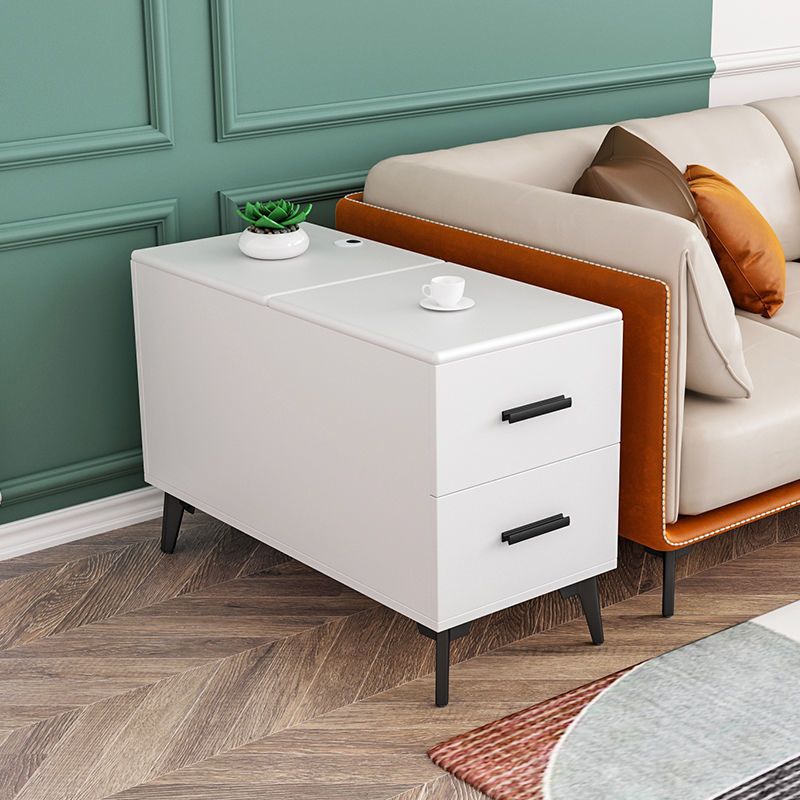 Rectangular Wood End Table 4 Legs 2-Drawer Side Table - 23.23" H