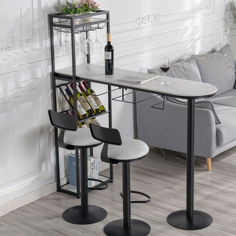 Modern Pub Table with Storage Base Specialty Stone Top Bar Table Clearhalo 'Bar Furniture' 'Bar Tables' 'bar_tables' 'furn' 'furn_bar_tables' 'Furniture' 'Kitchen & Dining Furniture' 1200x1200_0a8eb20e-cbed-4cca-9e12-ad66787e4c47