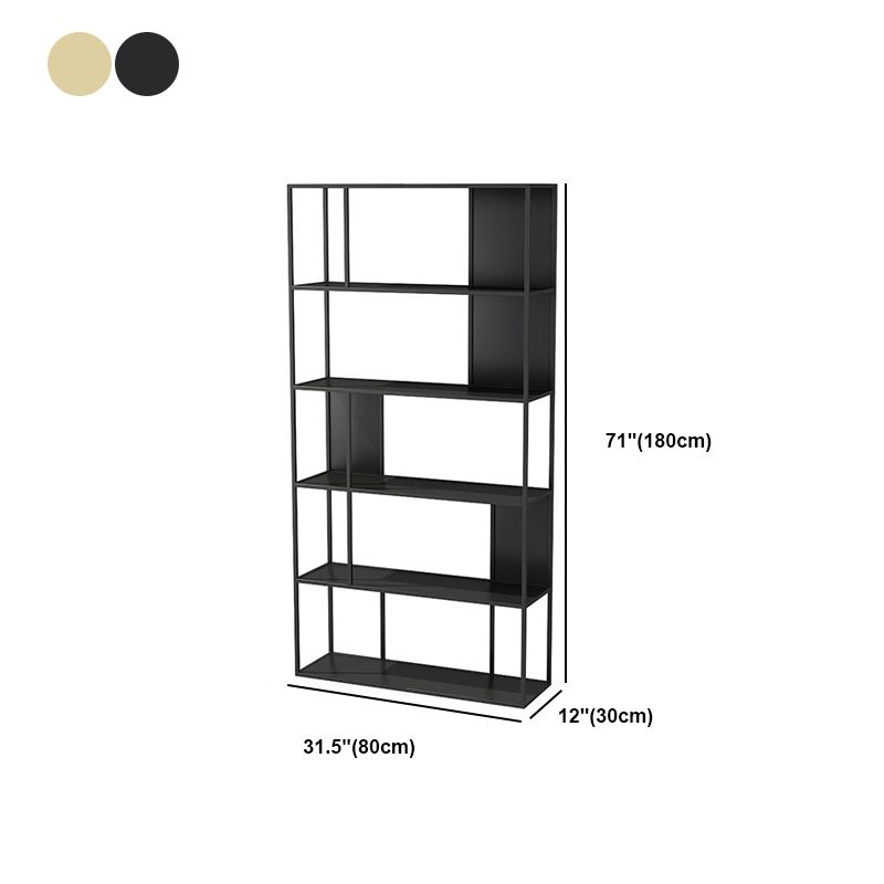 Gold and Black Book Shelf 5 Levels Modern Bookshelf Open Bookcase Clearhalo 'Bookcases' 'furn' 'furn_bookcases' 'Furniture' 'Office Furniture' 1200x1200_0a8edd85-8471-4415-b680-a2067876e37c
